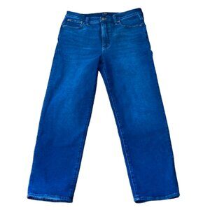 J. Crew Stovepipe Jeans Med-Dark Blue High Waist Straight Legs, (sz 30), sz. 10